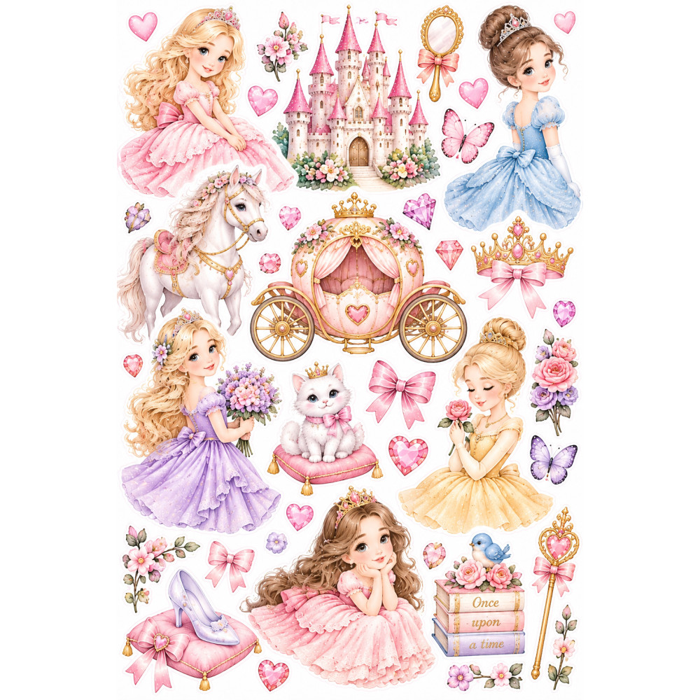 Hercegnős kerékpár matrica szett – királylány, kastély és hintó