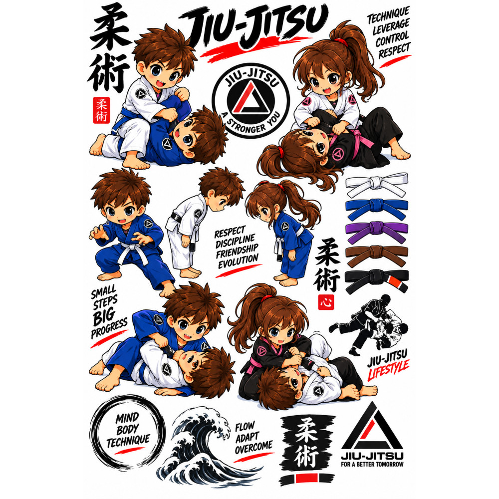 Jiu-jitsu kerékpár matrica gyerekeknek – harcművészeti szett