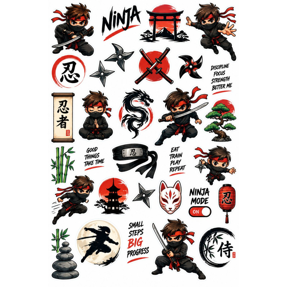 Ninja kerékpár matrica szett – japán harcos mintákkal Ninja kerékpár matrica szett – japán harcos mintákkal