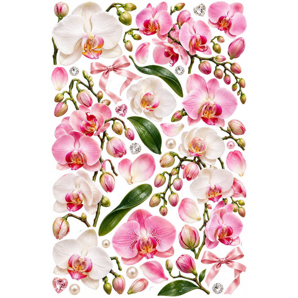 Orchideás bicikli matrica szett – rózsaszín és fehér