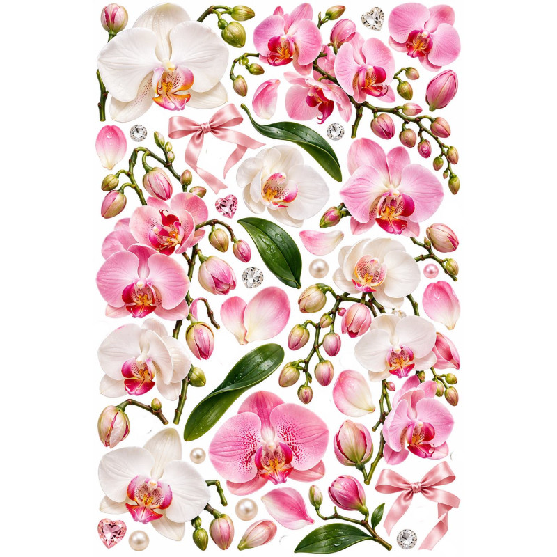 Orchideás bicikli matrica szett – rózsaszín és fehér