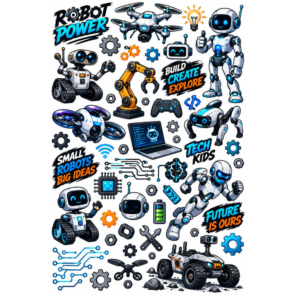 Robotos bicikli matrica szett – robotok, drónok és technika