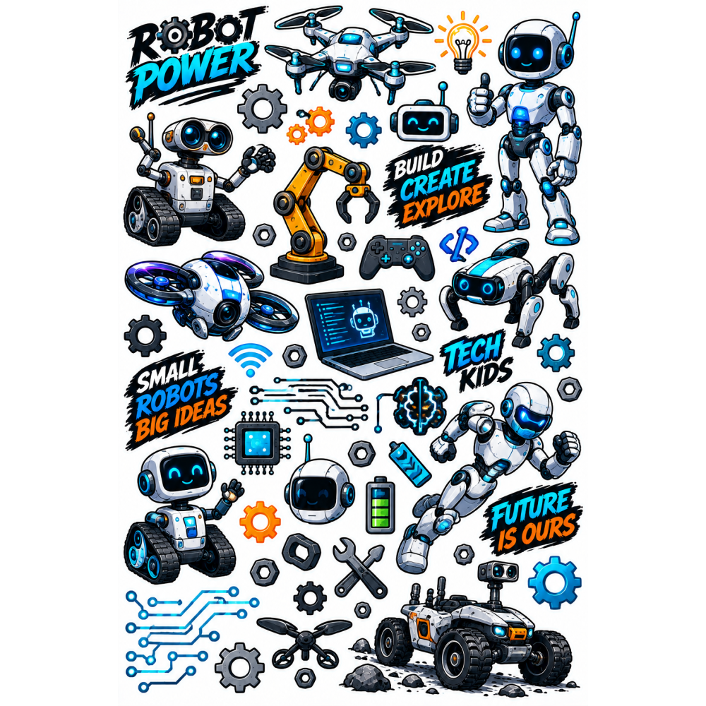 Robotos bicikli matrica szett – robotok, drónok és technika