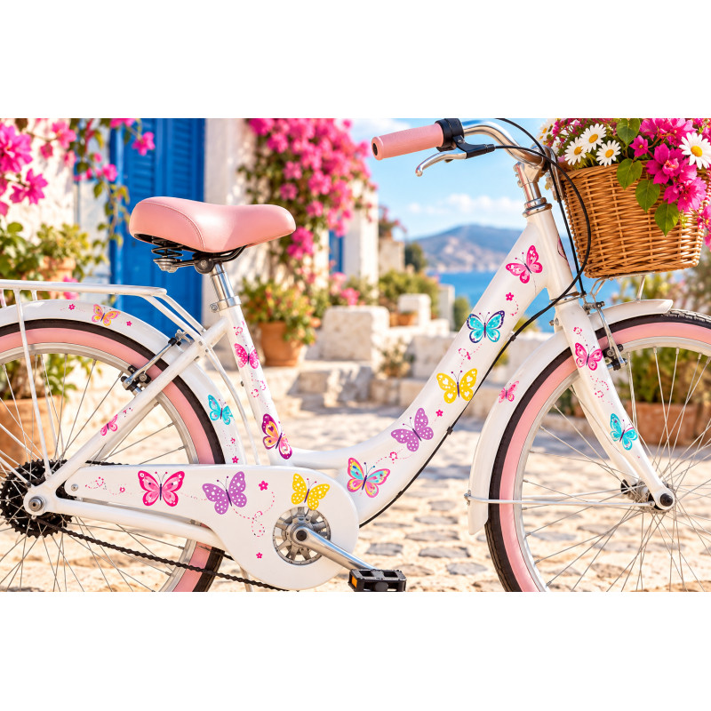 Pillangós kerékpár matrica, pink - 45 db-os szett Pillangós kerékpár matrica, pink - 45 db-os szett