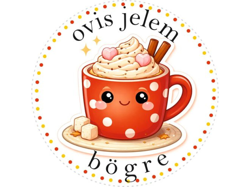Pöttyös bögre ovis jeles kerek bicikli matrica vázra