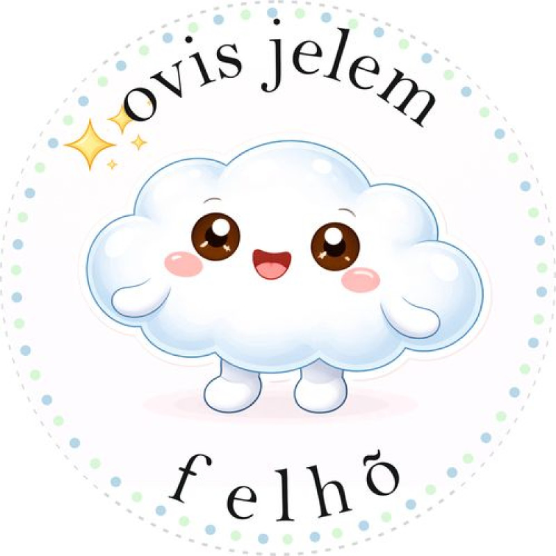 Felhő ovis jeles kerek bicikli matrica vázra