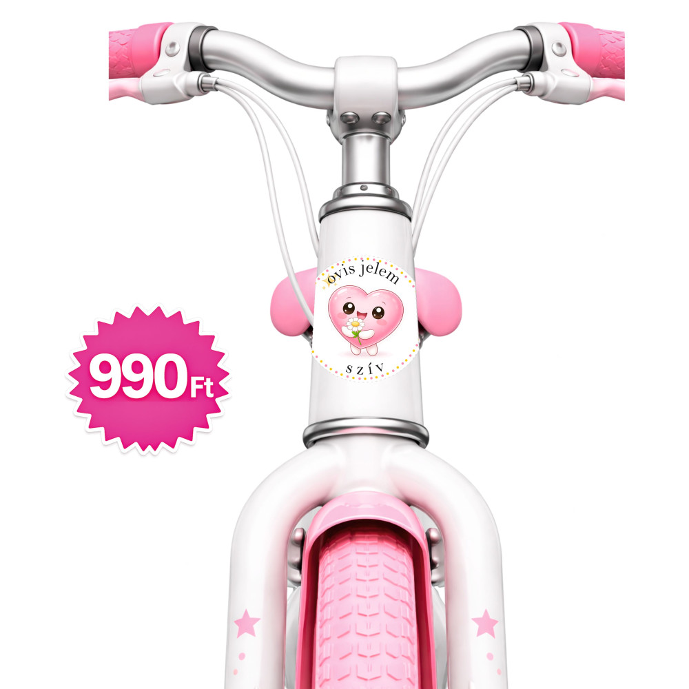 Szív ovis jeles kerek bicikli matrica vázra - 01