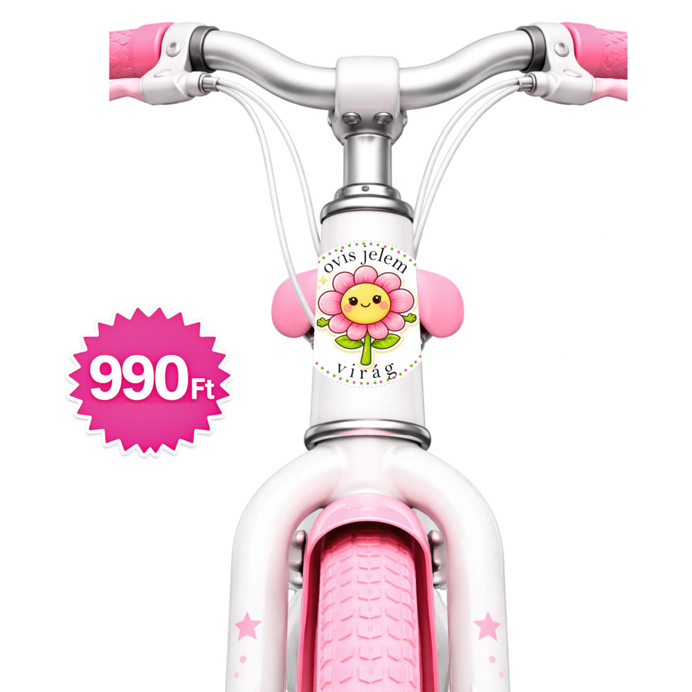 Virág ovis jeles kerek bicikli matrica vázra