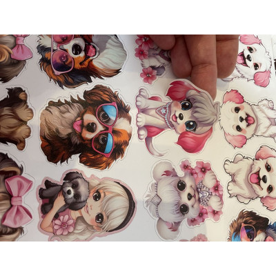 Kislány kutyás gyerek bicikli matrica - 19 db-os