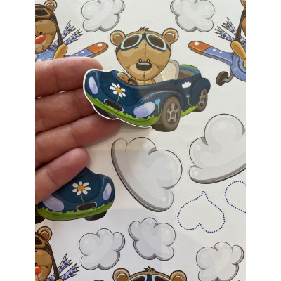 Repülős maci, autós macis gyerek kerékpár matrica