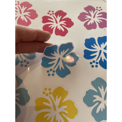 Hawaii virág fejes kerékpár matrica, 6 cm - 12 db-os