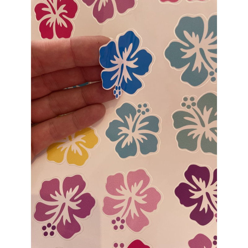 Hawaii virág fejes kerékpár matrica, 4 cm - 24 db-os