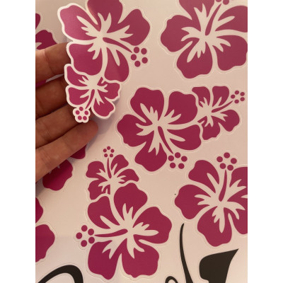 Hawaii virágos bicikli matrica, magenta - 17 db-os