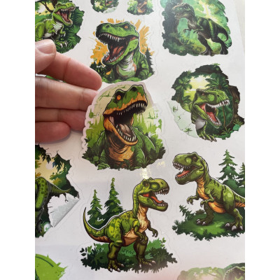 Dínós T-rex gyerek kerékpár matrica - 14 db-os