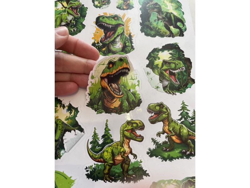Dínós T-rex gyerek kerékpár matrica - 14 db-os