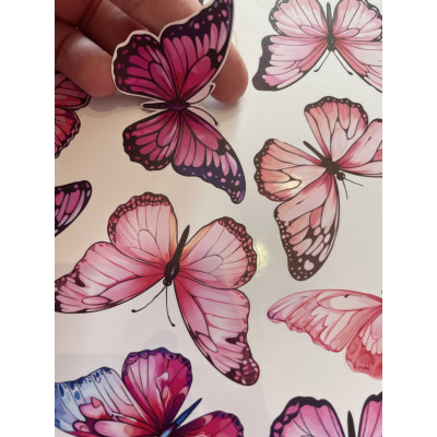 Pillangós bicikli matrica. rózsaszín - 16 db-os