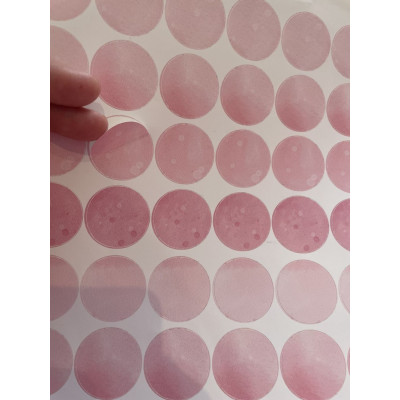 Rózsaszín kerek kerékpár matrica, pöttyök - 48 db-os