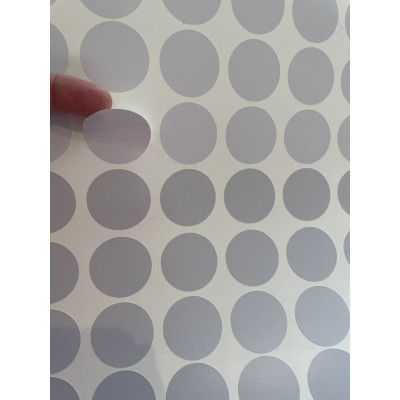 Szürke kerek kerékpár matrica, pöttyök - 48 db-os