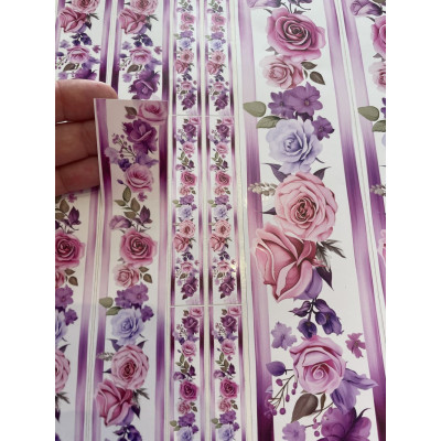 Rózsaszín rózsás női kerékpár matrica csíkok - 14 db-os szett