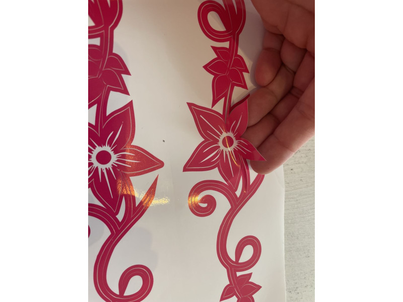 Női piros virágos kerékpár matrica PRÉMIUM) - 2 db