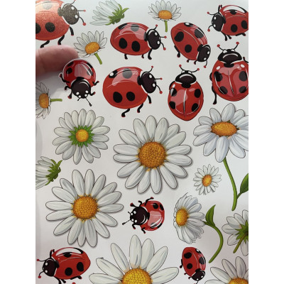 Katicás, margaréta virágos gyerek bicikli matrica - 29 db-os