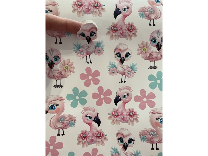 Flamingós kislány gyerek bicikli matrica - 25 db-os
