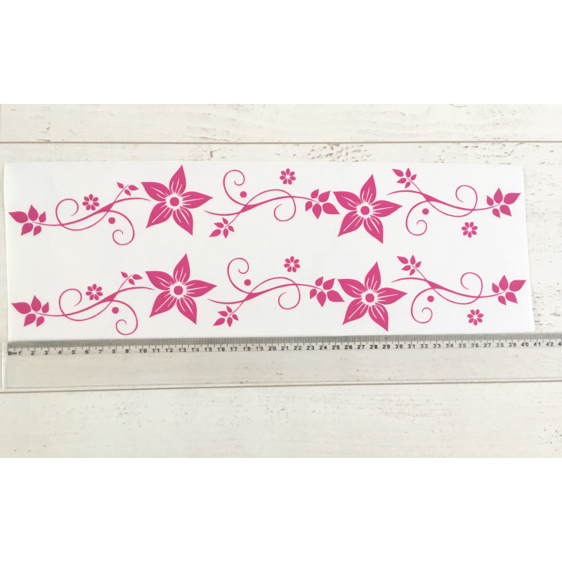 Bicikli matrica, virágos, pink (2 db)