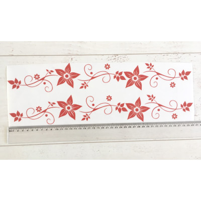 Bicikli matrica, virágos, piros (fehér biciklire) - 2 db