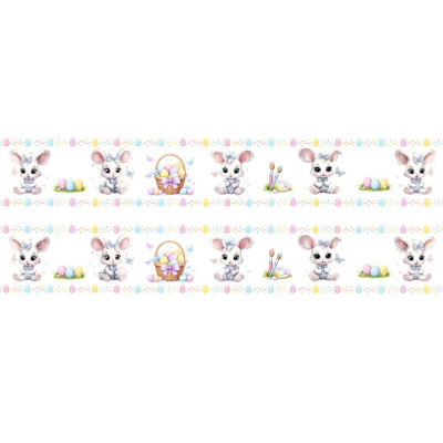 Húsvéti nyuszis bicikli váz matrica csík, egyben lehúzható  - 4 db