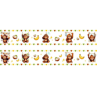 Majmos gyerek kerékpár váz matrica csík, egyben lehúzható  - 4 db