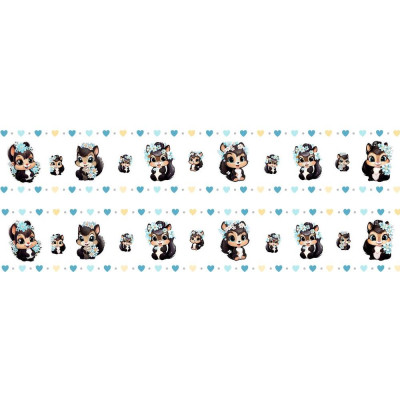 Mókusos gyerek kerékpár váz matrica csík, egyben lehúzható  - 4 db