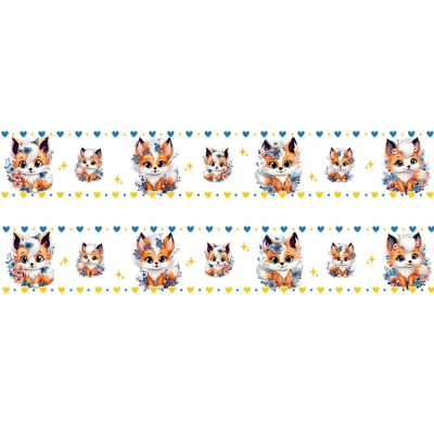 Rókás gyerek kerékpár váz matrica csík, egyben lehúzható  - 4 db