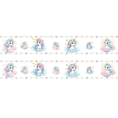 Unikornis gyerek kerékpár váz matrica csík, egyben lehúzható  - 4 db