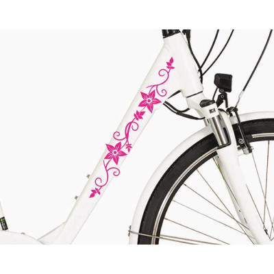Női pink virágos kerékpár matrica (PRÉMIUM) - 2 db