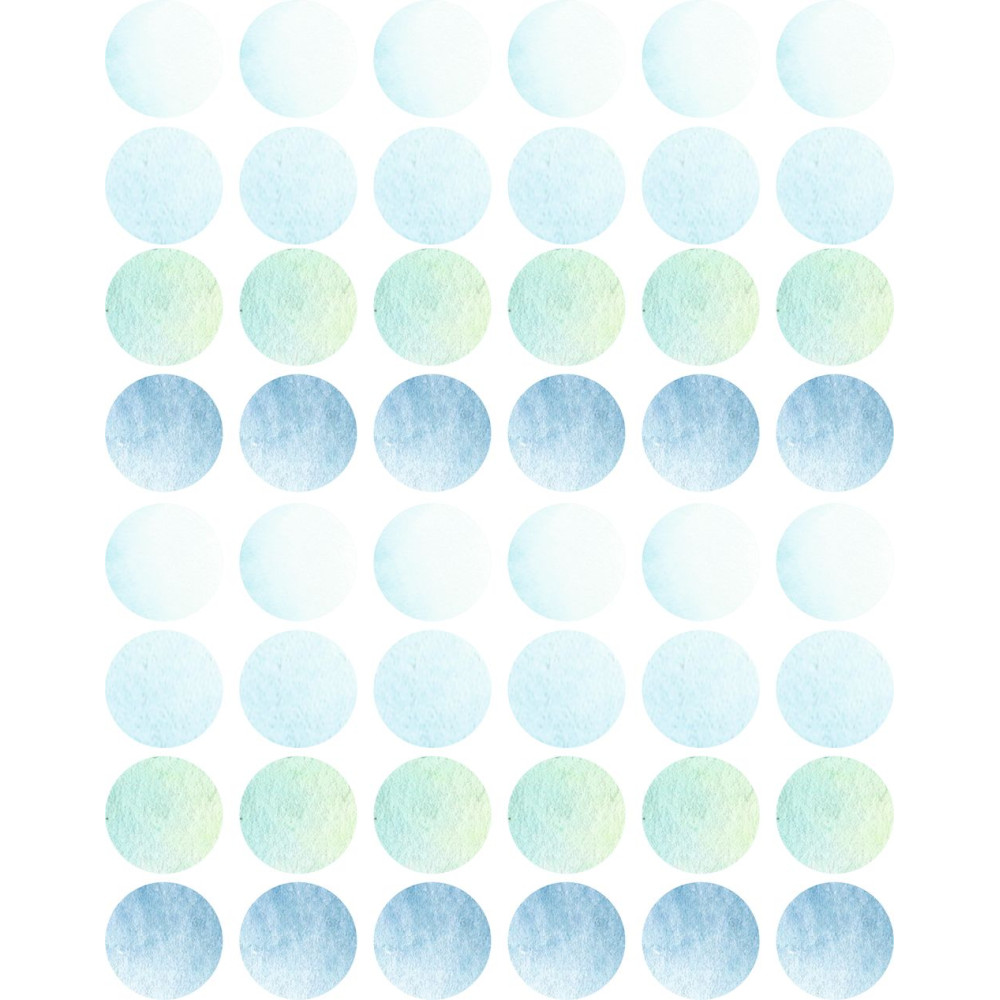 Kék, zöld kerek kerékpár matrica, pöttyök - 48 db-os