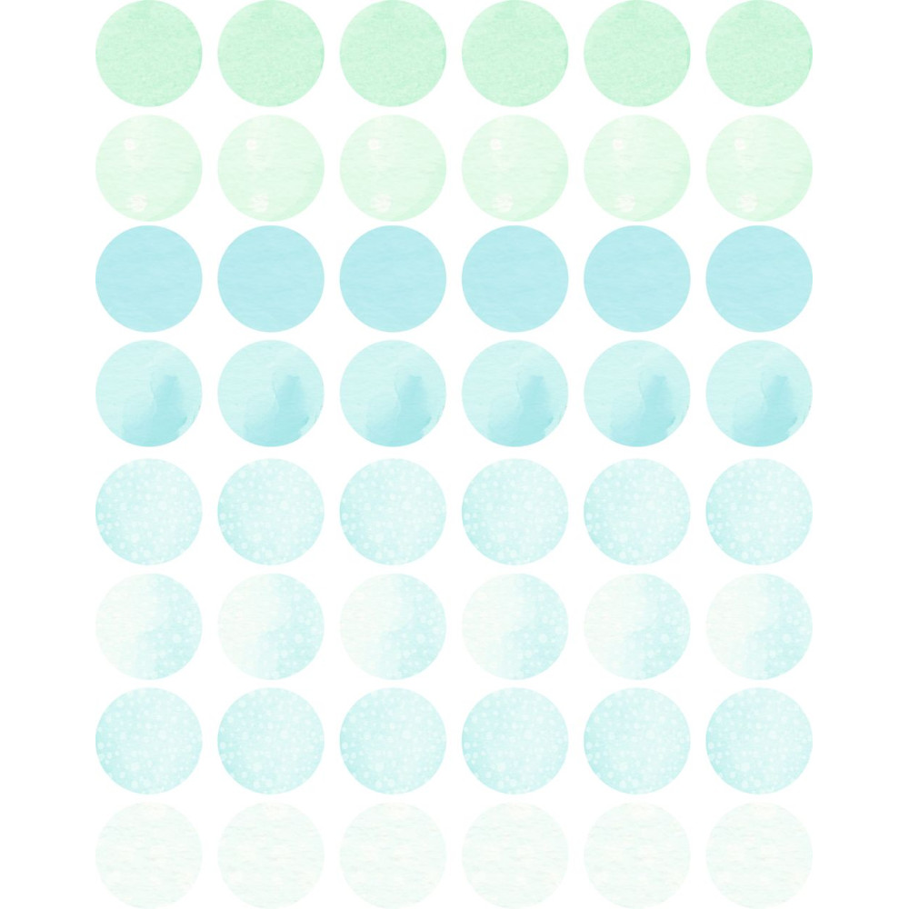 Türkiz, menta kerek kerékpár matrica, pöttyök - 48 db-os