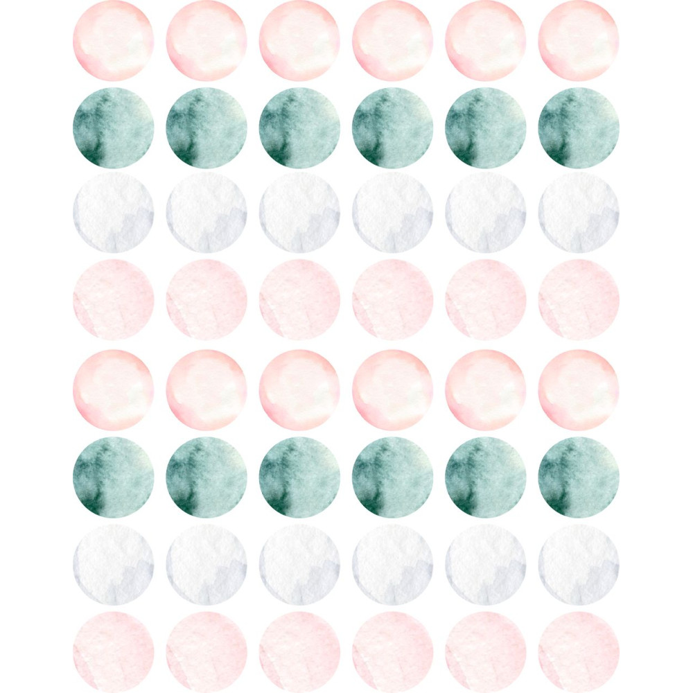 Zöld, barack színű kerek kerékpár matrica, pöttyök - 48 db-os