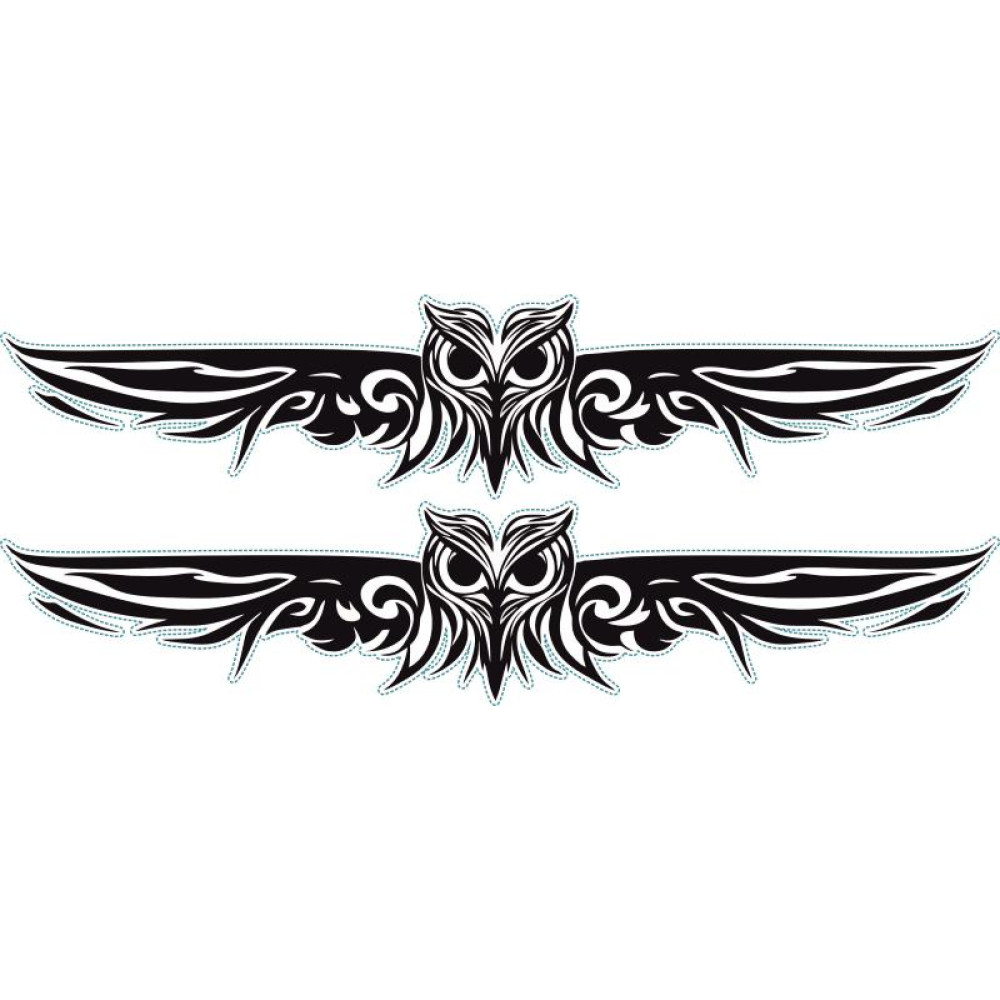 Bagoly nonfiguratív kerékpármatrica, fekete, férfi biciklire