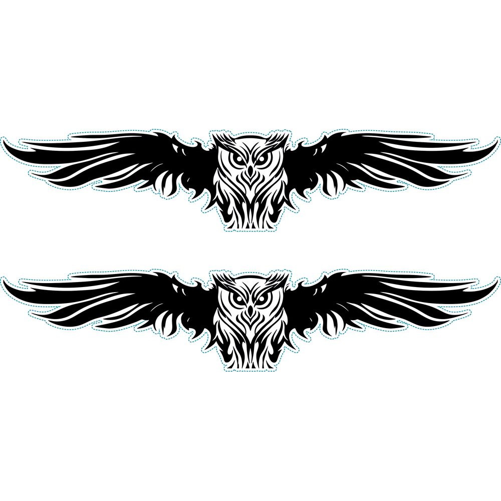 Baglyos nonfiguratív kerékpármatrica, fekete bagoly, férfi biciklire