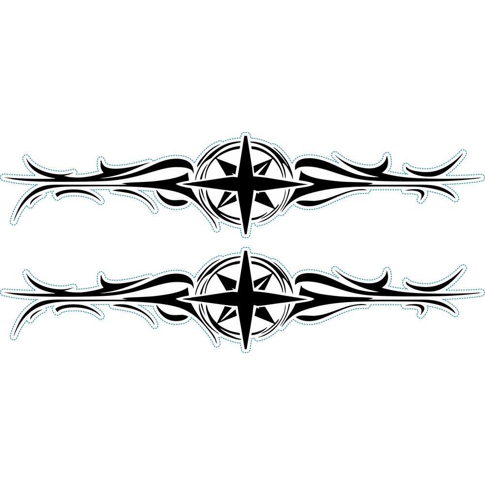 Iránytű nonfiguratív kerékpármatrica, fekete