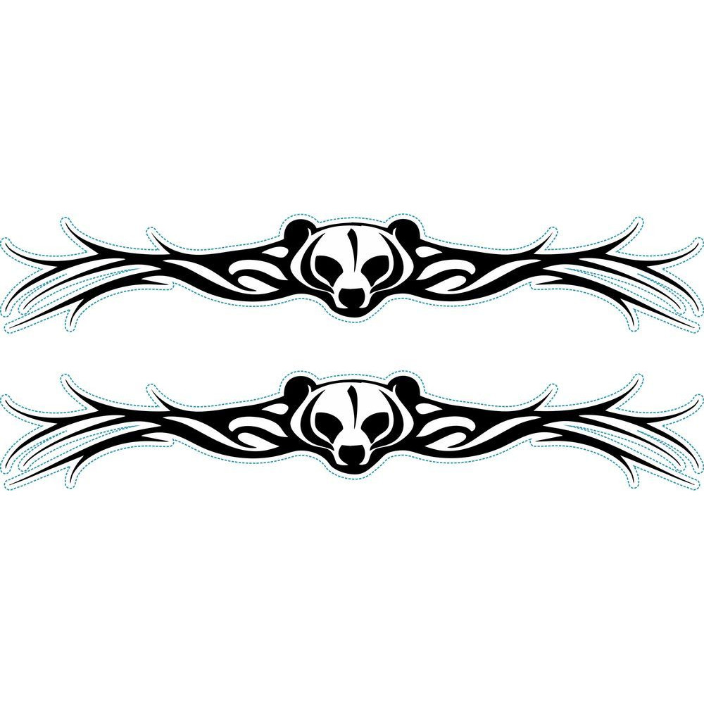 Pandás nonfiguratív kerékpármatrica, fekete