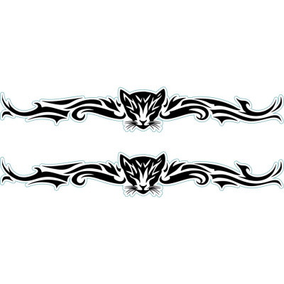 Macskás nonfiguratív kerékpármatrica, fekete