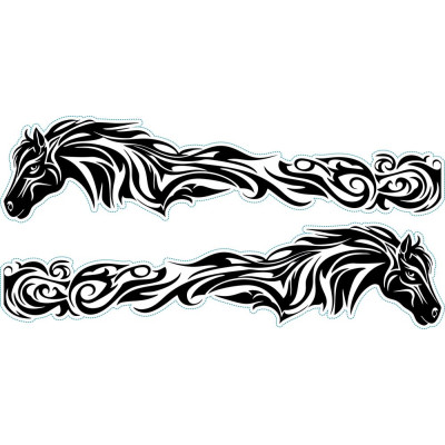 Lovas nonfiguratív kerékpármatrica, fekete, férfi biciklire