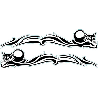 Macskás nonfiguratív bicikli matrica, fekete