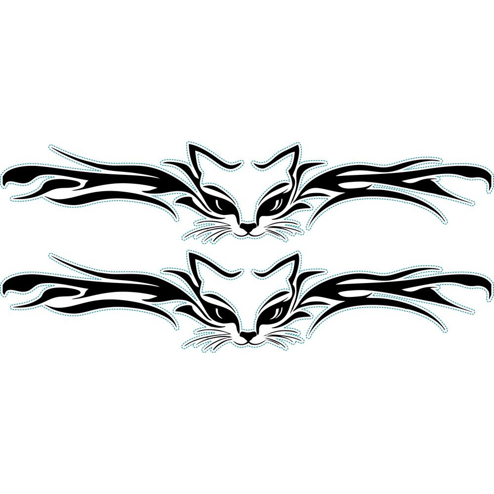 Macska fejes nonfiguratív kerékpármatrica, fekete Macska fejes nonfiguratív kerékpármatrica, fekete