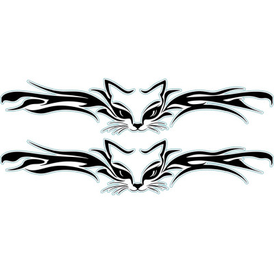 Macska fejes nonfiguratív kerékpármatrica, fekete