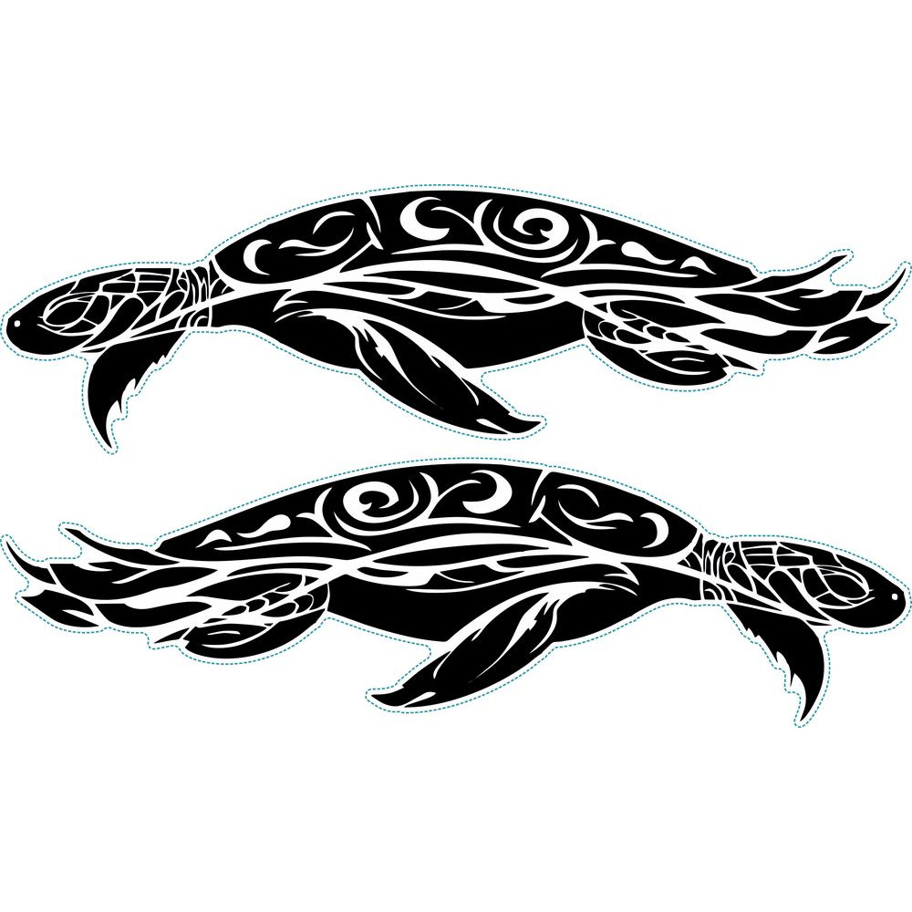 Teknősbékás nonfiguratív bicikli matrica, fekete