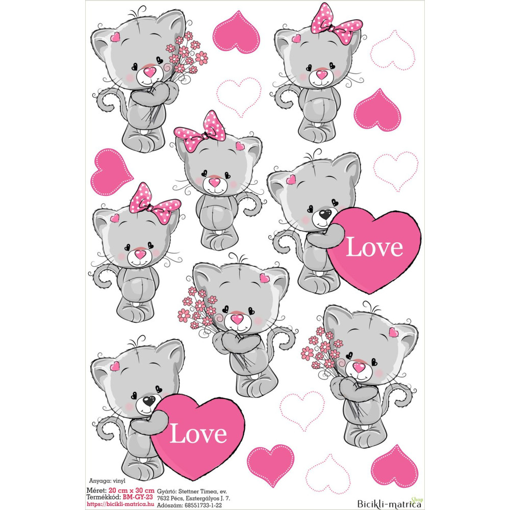 Cicás gyerek kerékpár matrica - 18 db-os