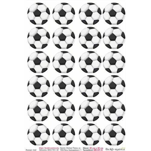 Football, focis gyerek kerékpár matrica - 24 db-os
