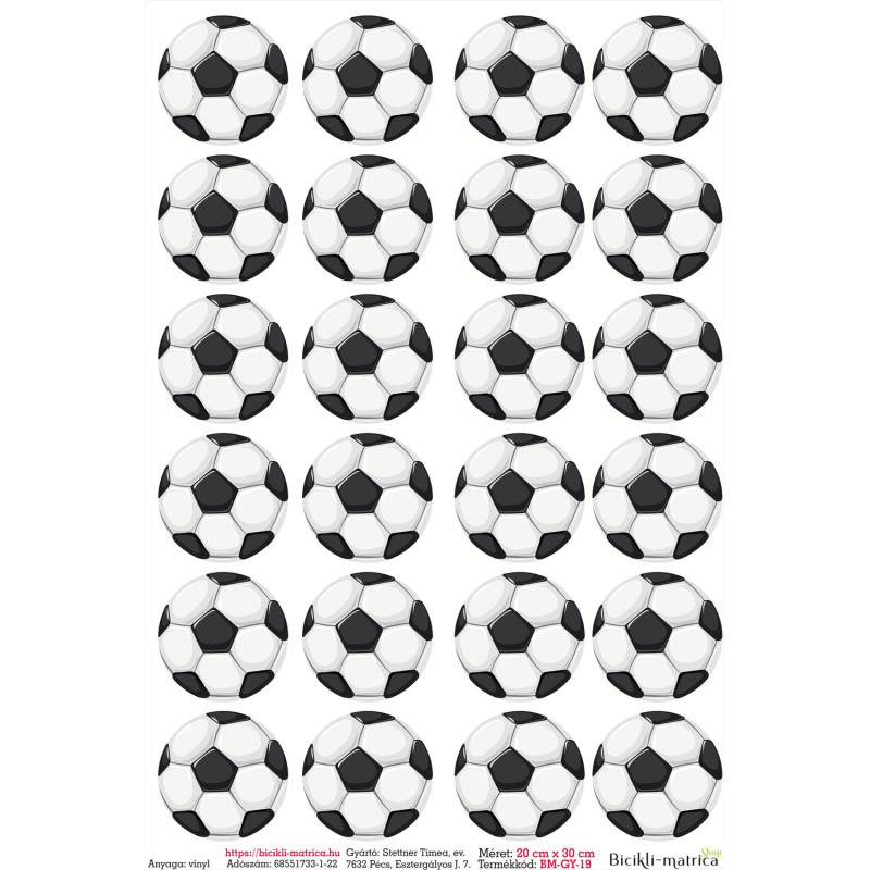 Football, focis gyerek kerékpár matrica - 24 db-os